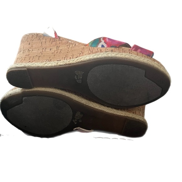 Guess Floral Sandals Cork Wedge Size 8.5 - Picture 4 of 4